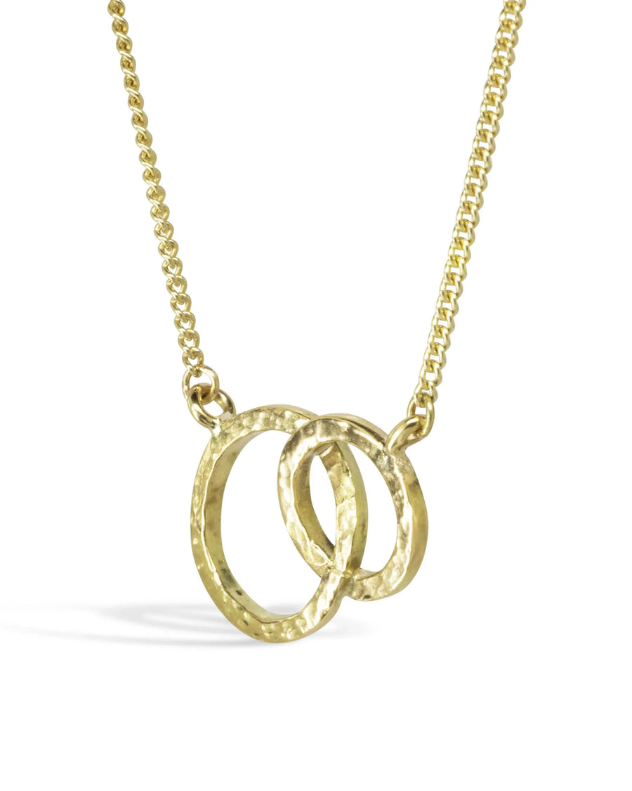 Hammered Solid 9ct Gold Toi et Moi Pendant Pruden and Smith Small