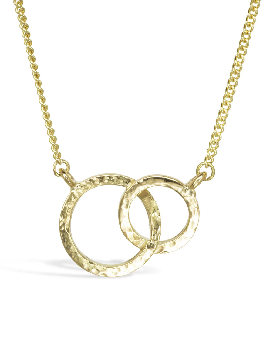 Hammered Solid 9ct Gold Double Ring Pendant Pruden and Smith Close Up Small