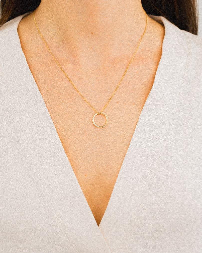 Hammered Solid 9ct Gold Ring Pendant Pendant Pruden and Smith