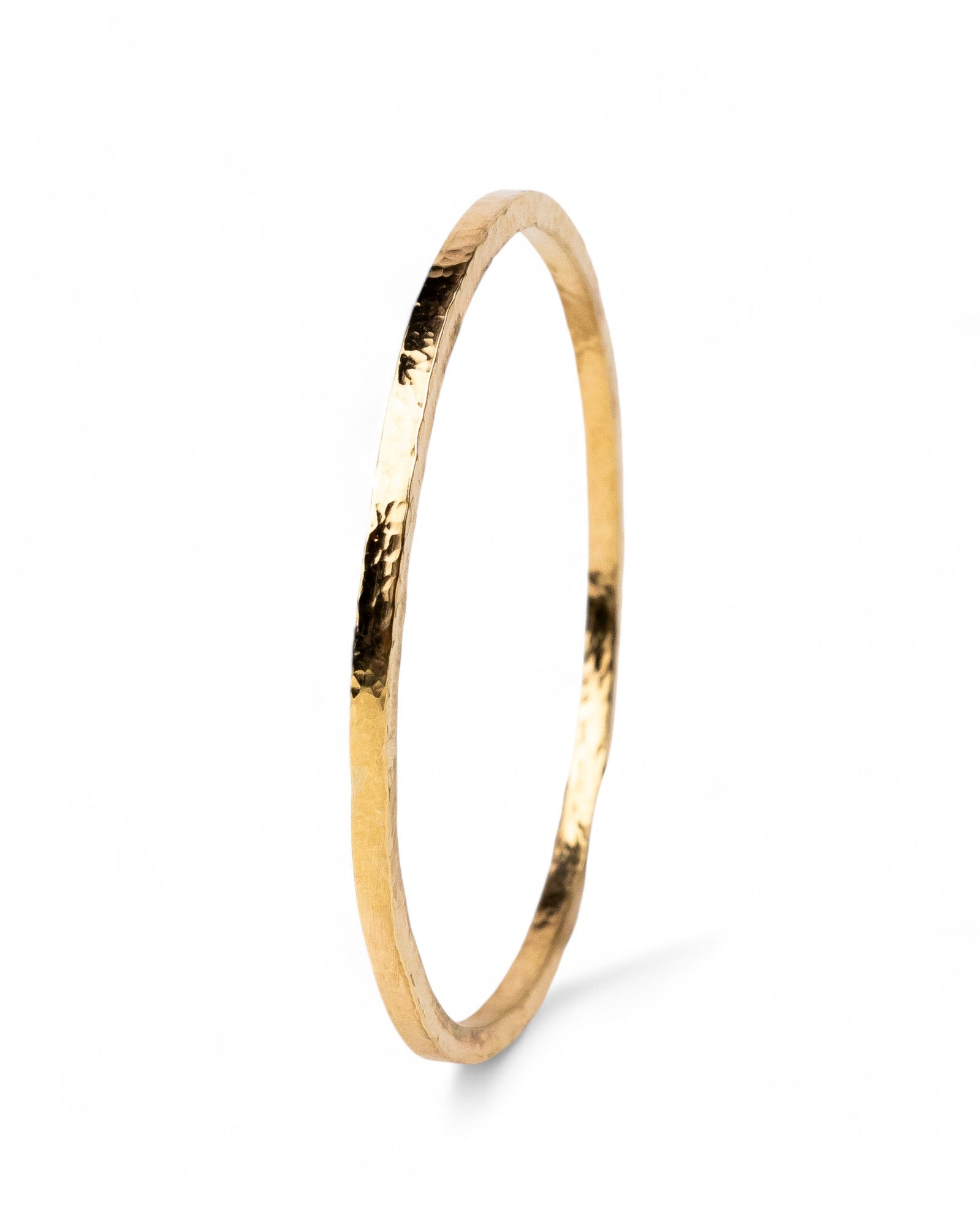 Hammered Solid 9ct Gold Square Bangle Bangle Pruden and Smith