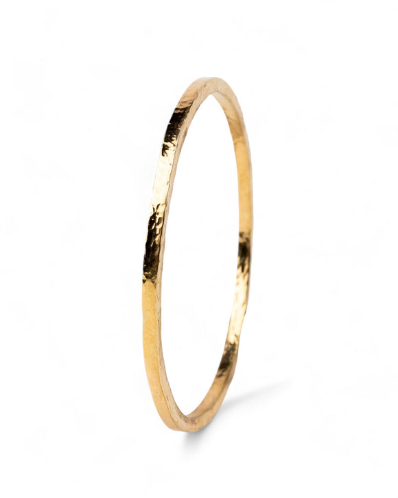 Hammered Solid 9ct Gold Square Bangle Bangle Pruden and Smith