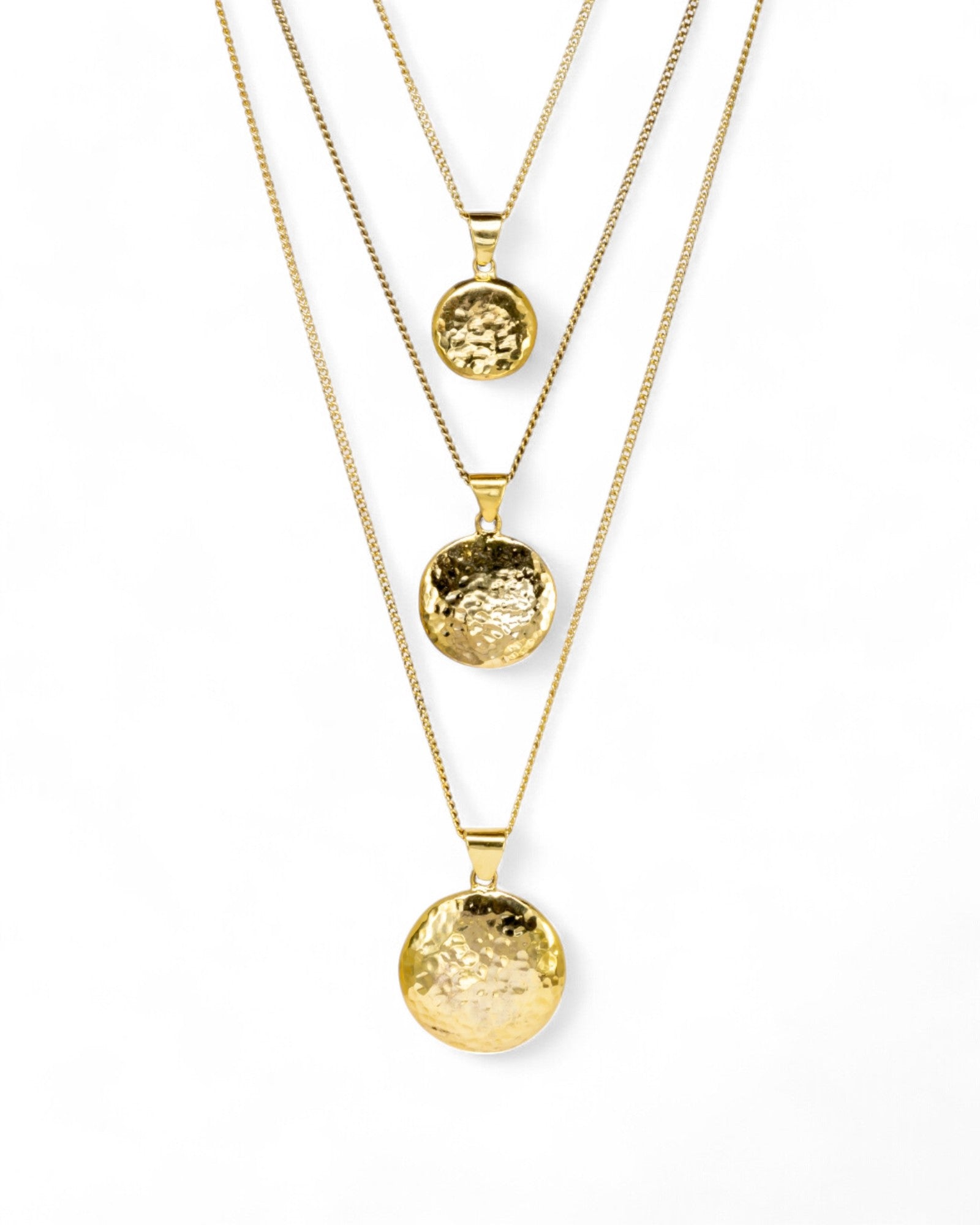Hammered Solid 9ct Yellow Gold Coin Pendant