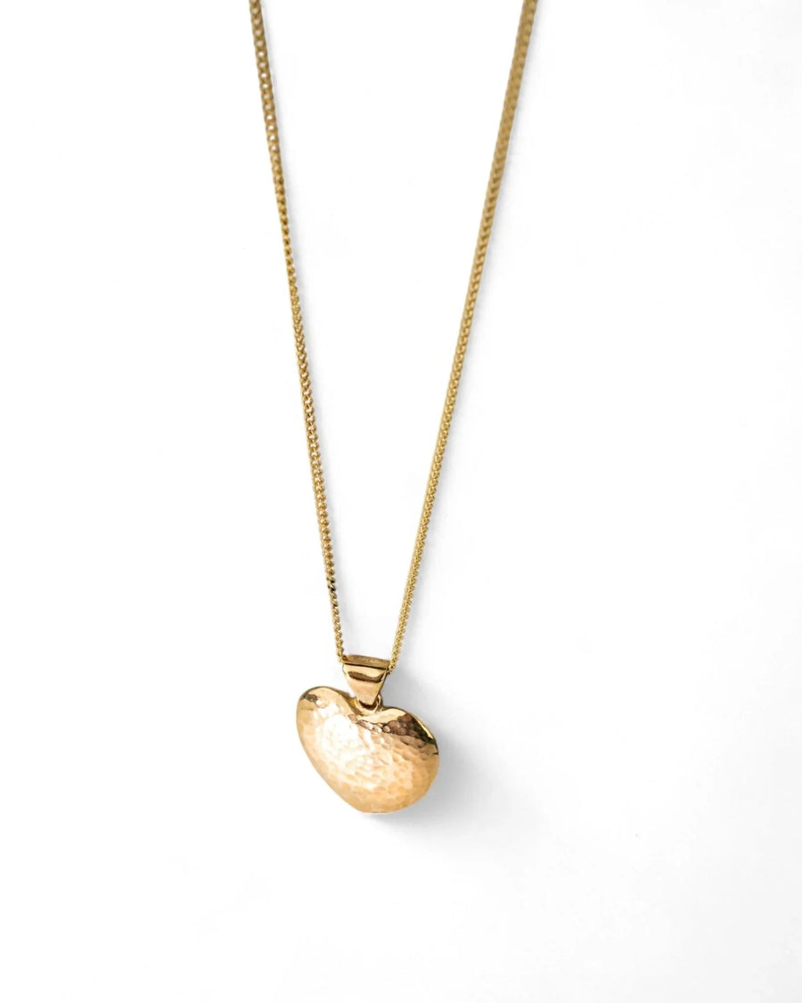 Hammered Solid 9ct Yellow Gold Heart Pendant (Large) Pendant Pruden and Smith
