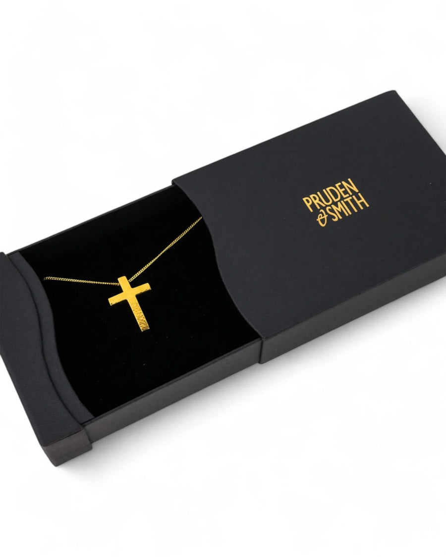 Hammered Solid Gold Cross Pendant Pruden and Smith