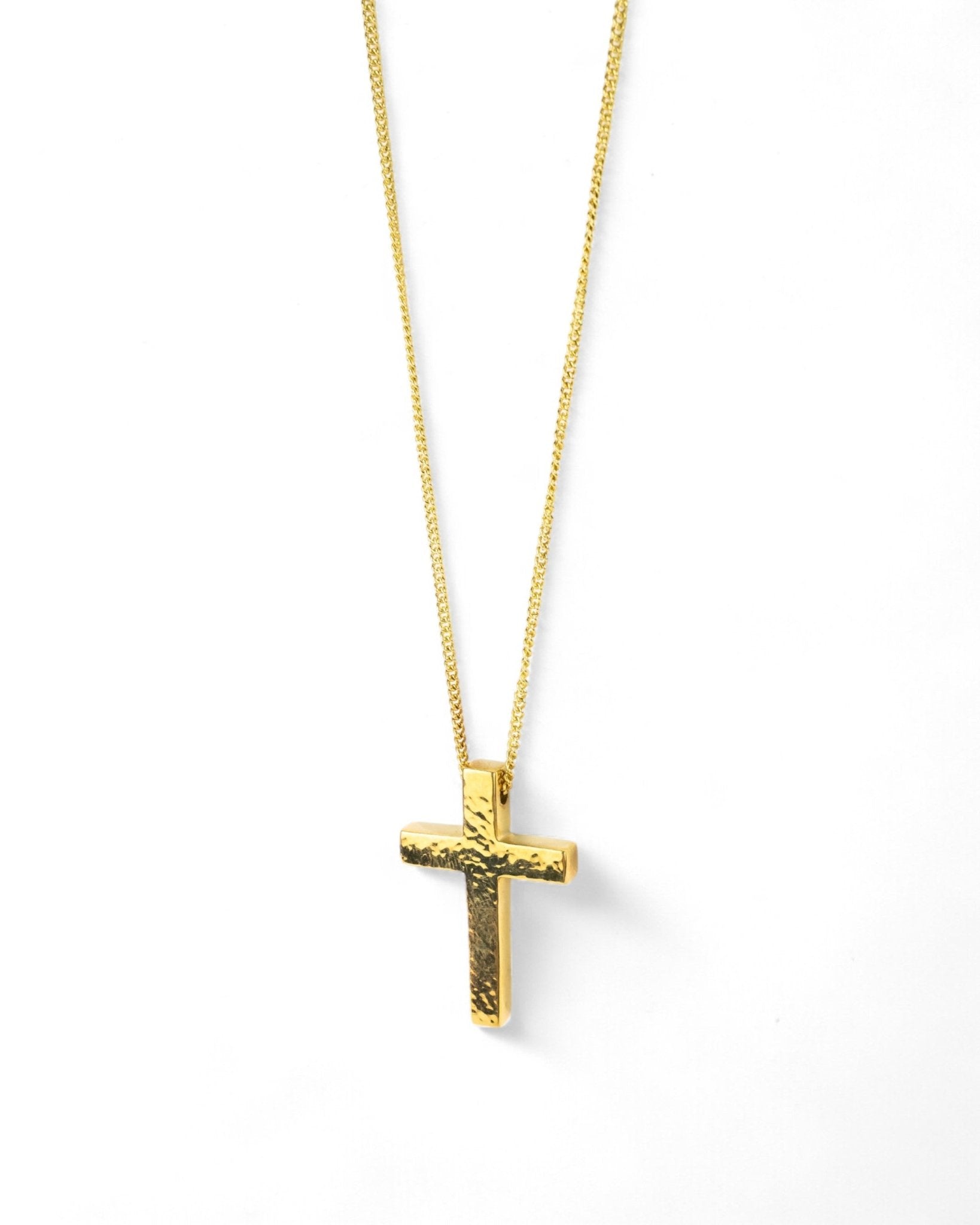 Hammered Solid Gold Cross Pendant Pruden and Smith