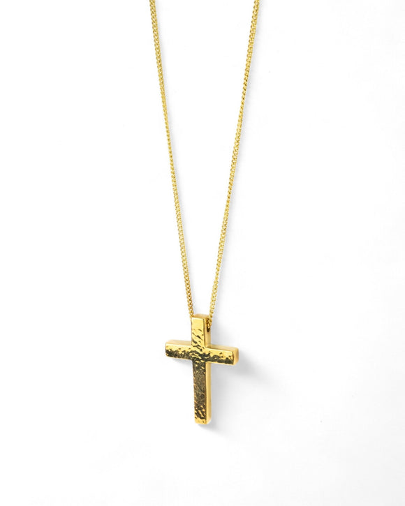 Hammered Solid Gold Cross Pendant Pruden and Smith