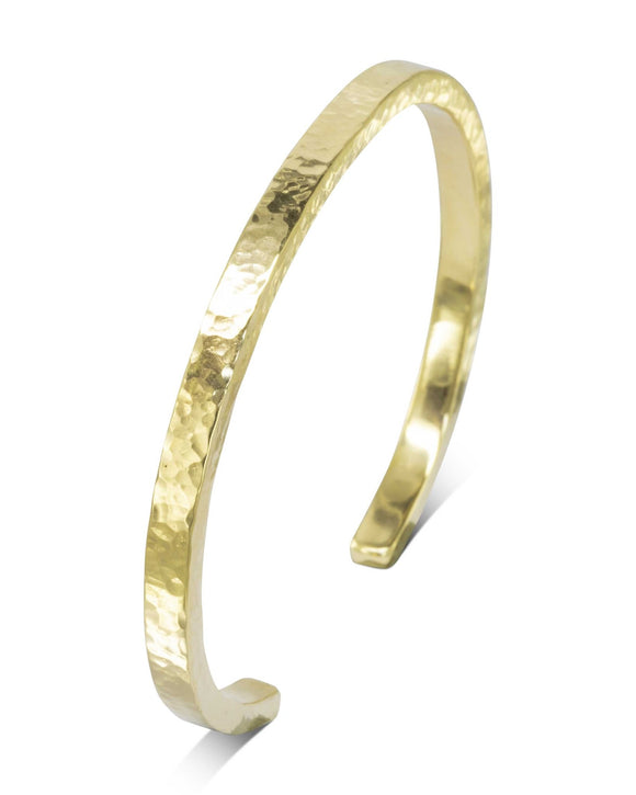 Hammered Solid Gold Square Cuff Bangle Bangle Pruden and Smith