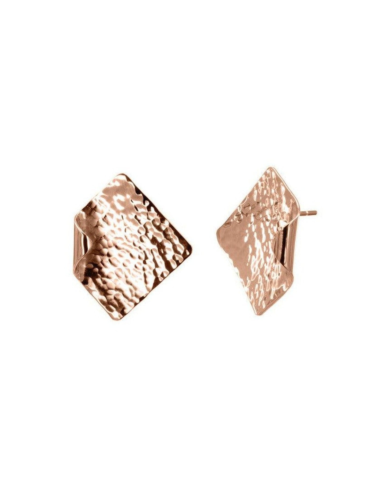Hammered Square 9ct Gold Stud Earrings Earrings Pruden and Smith 12mm 9ct Rose Gold