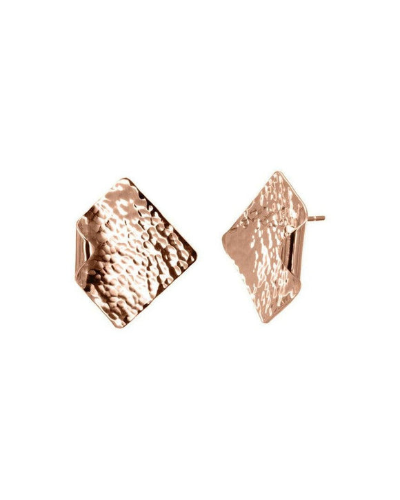 Hammered Square 9ct Gold Stud Earrings Earrings Pruden and Smith 12mm 9ct Rose Gold