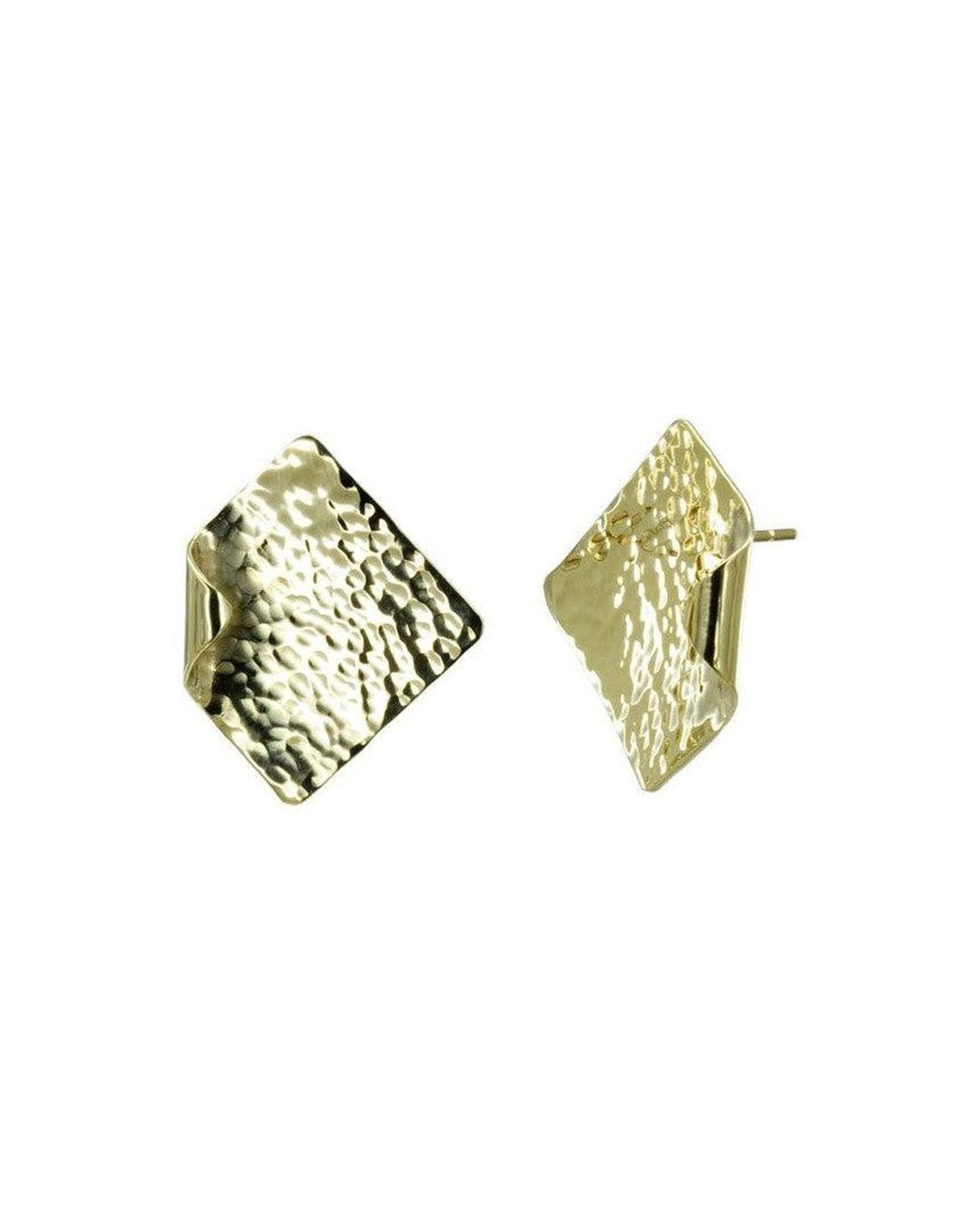 Hammered Square 9ct Gold Stud Earrings Earrings Pruden and Smith 12mm 9ct Yellow Gold