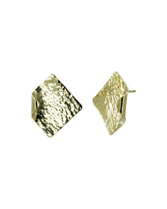 Hammered Square 9ct Gold Stud Earrings Earrings Pruden and Smith 12mm 9ct Yellow Gold
