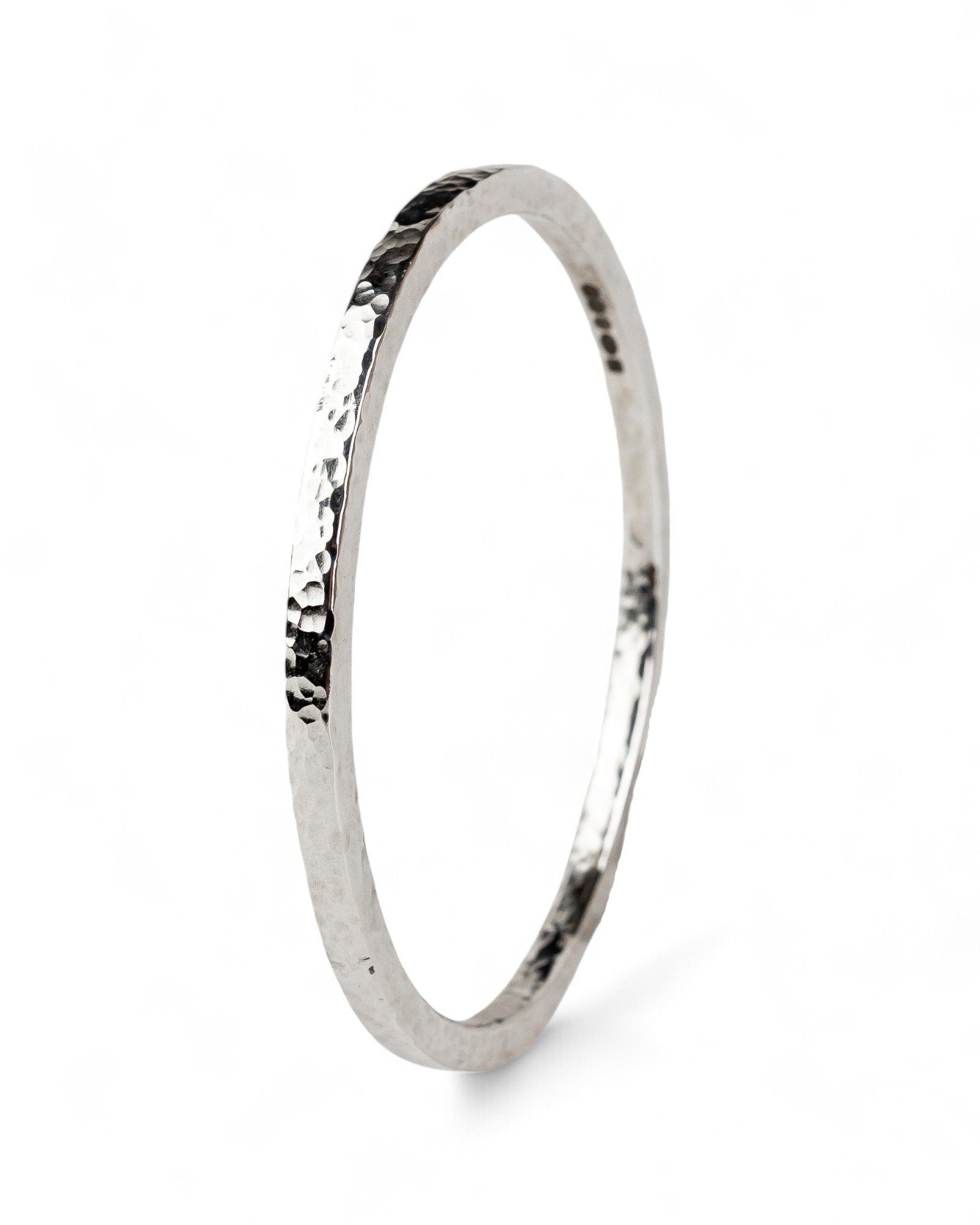Hammered Square Section Solid Silver Bangle (3-4mm) Bangle Pruden and Smith