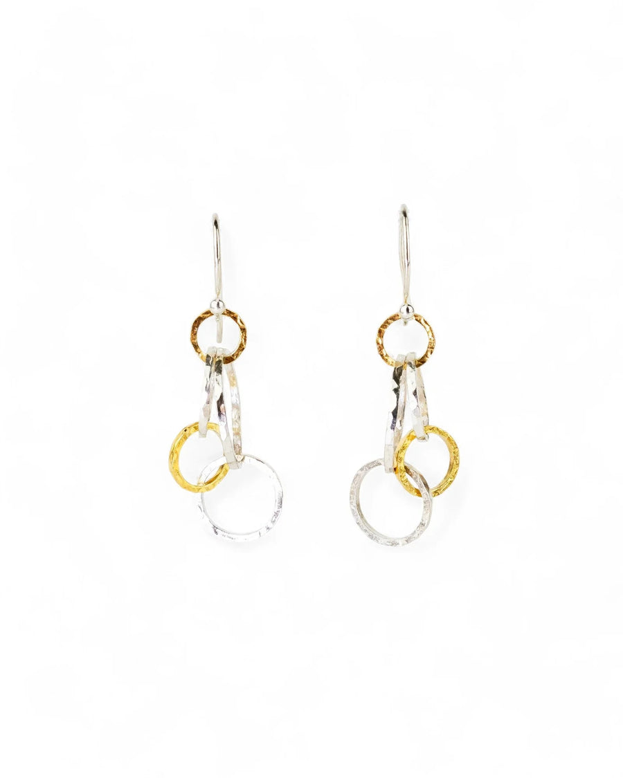 Hammered Two Tone Chain Dangly Earrings Earrings Pruden and Smith 30mm