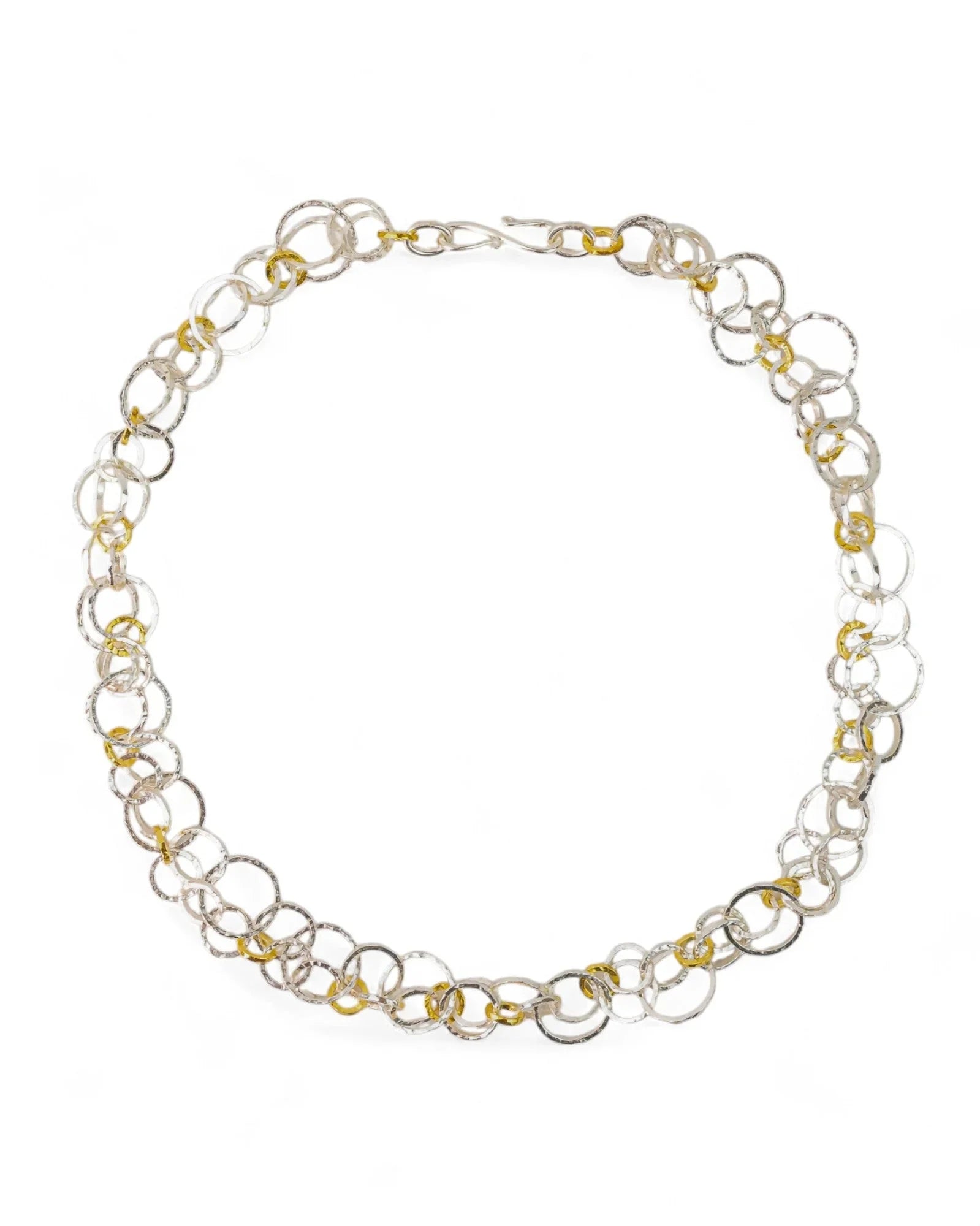 Hammered Two Tone Chain Necklace Necklace Pruden and Smith