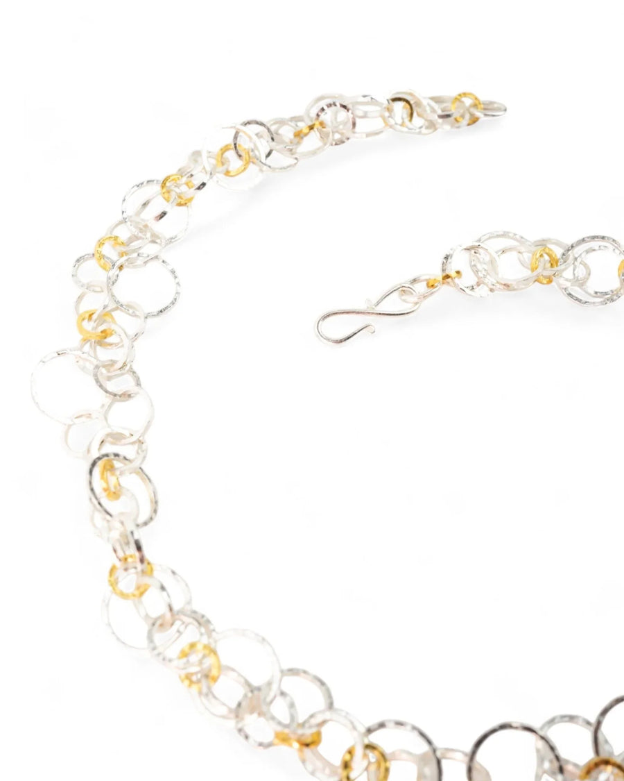 Hammered Two Tone Chain Necklace Necklace Pruden and Smith