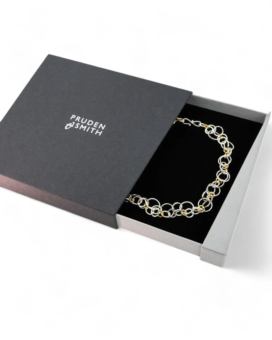 Hammered Two Tone Chain Necklace Necklace Pruden and Smith