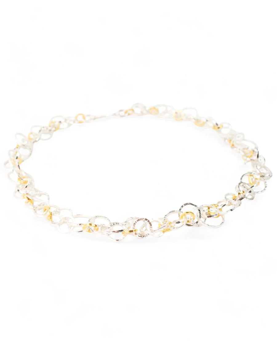 Hammered Two Tone Chain Necklace Necklace Pruden and Smith