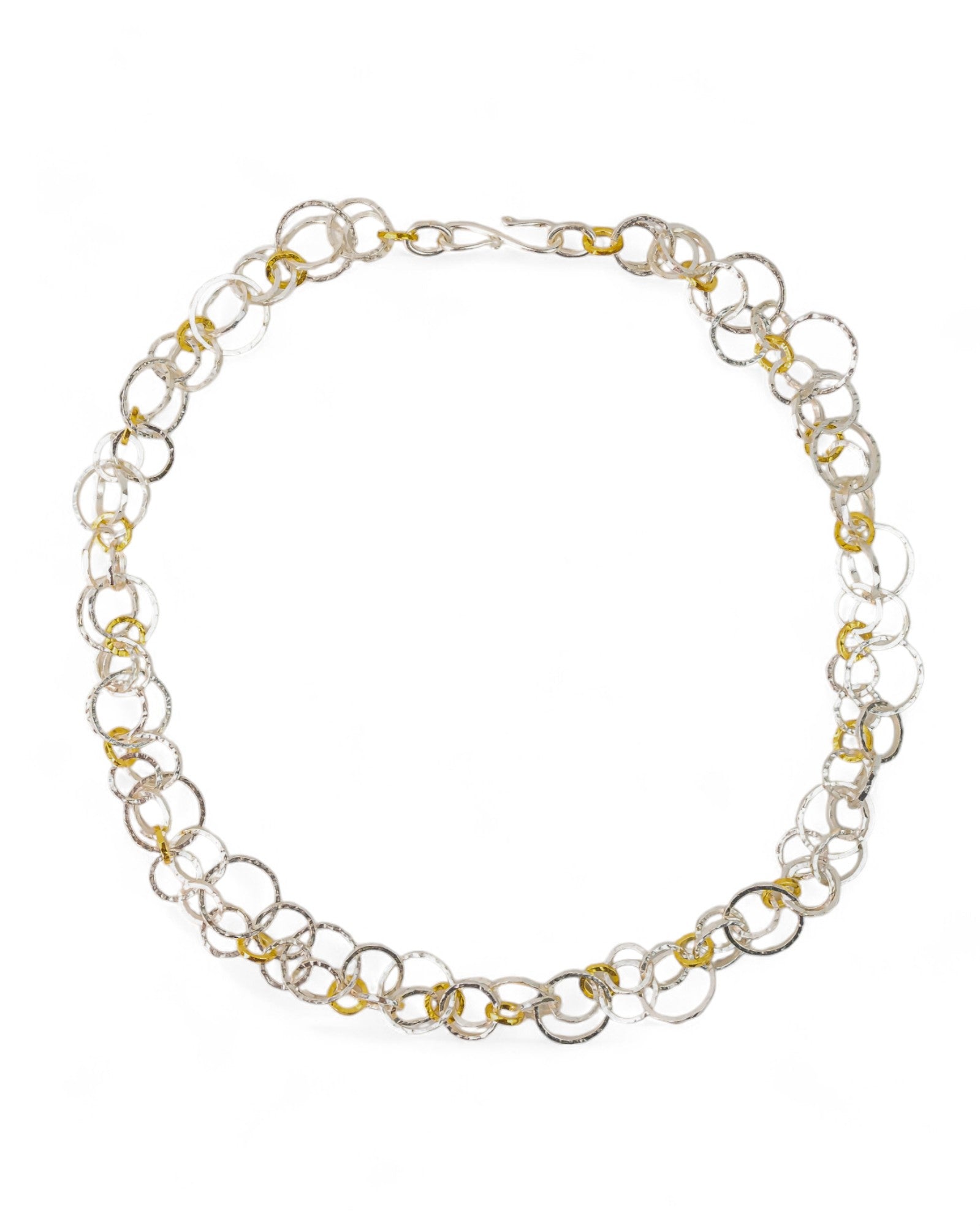 Hammered Two Tone Chain Necklace Necklace Pruden and Smith