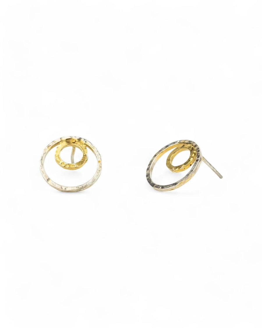 Hammered Two Tone Rough Stud Earrings Earrings Pruden and Smith