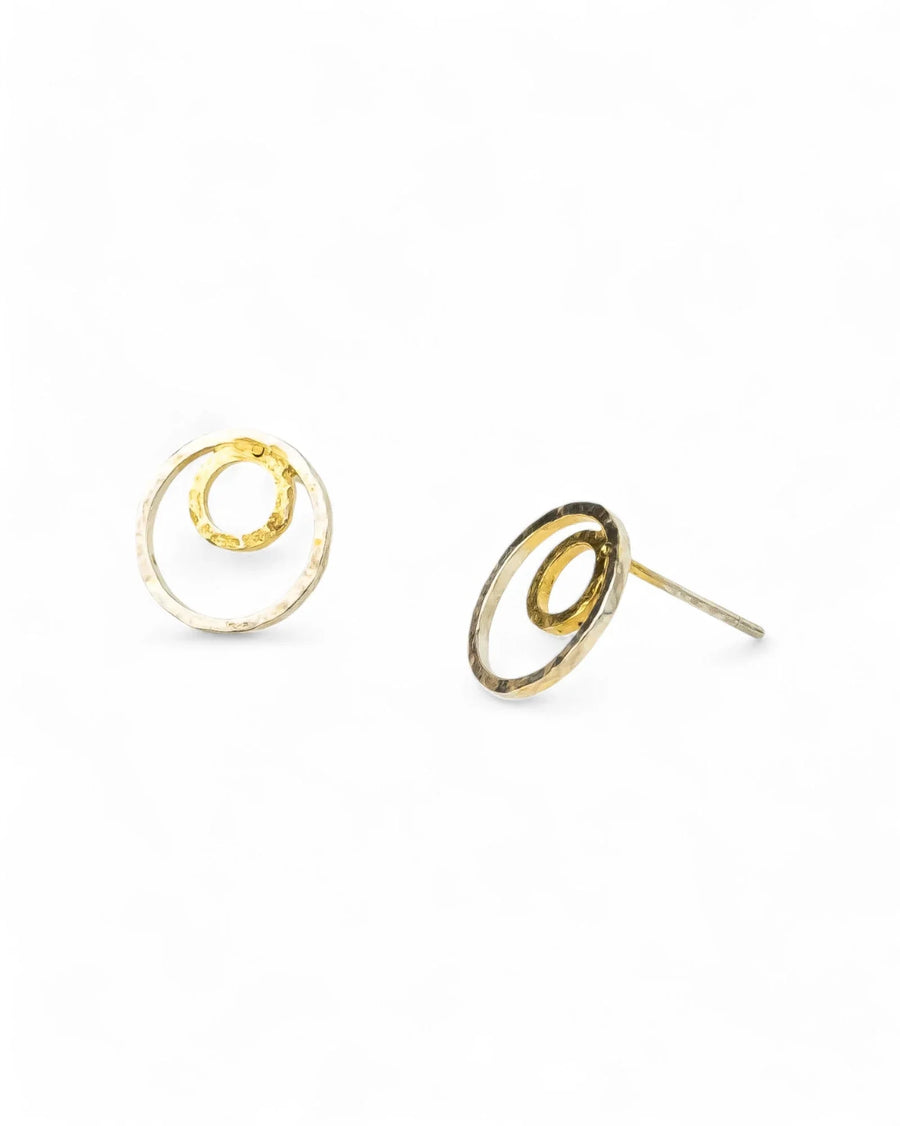 Hammered Two Tone Rough Stud Earrings Earrings Pruden and Smith