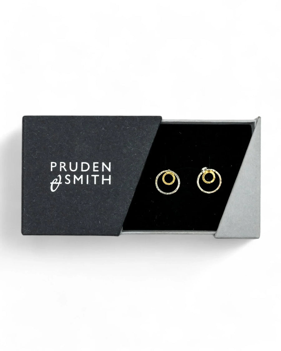 Hammered Two Tone Rough Stud Earrings Earrings Pruden and Smith