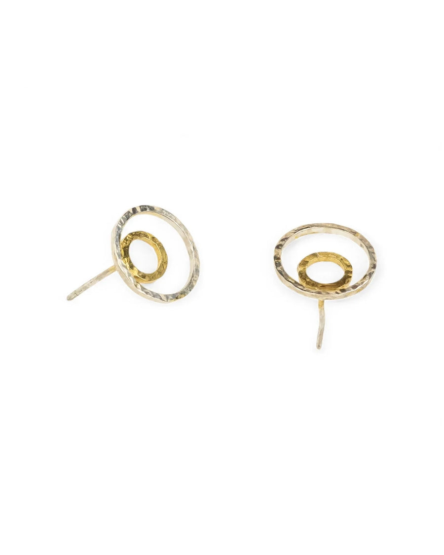 Hammered Two Tone Rough Stud Earrings Earrings Pruden and Smith