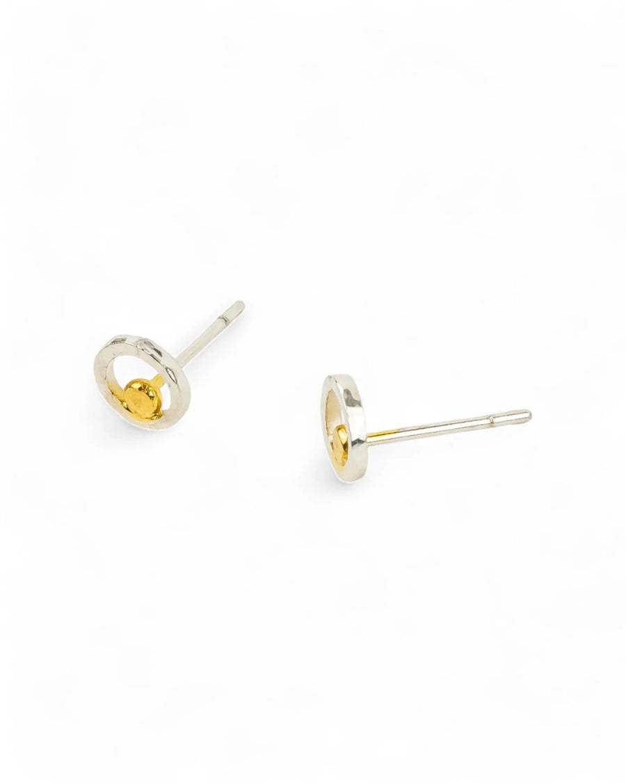 Hammered Two Tone Rough Stud Earrings (Dainty) Earrings Pruden and Smith