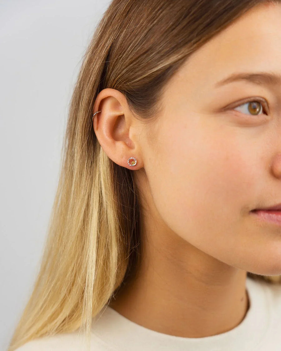 Hammered Two Tone Rough Stud Earrings (Dainty) Earrings Pruden and Smith