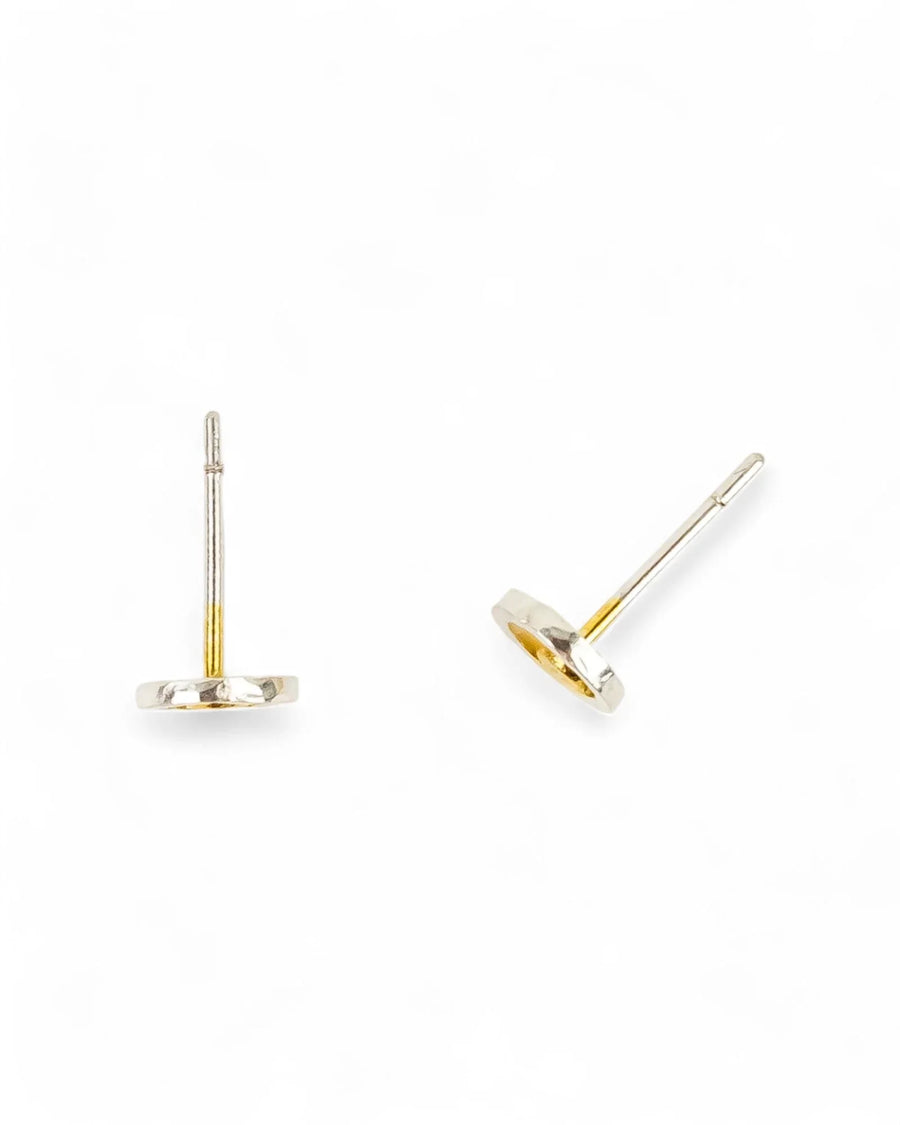 Hammered Two Tone Rough Stud Earrings (Dainty) Earrings Pruden and Smith