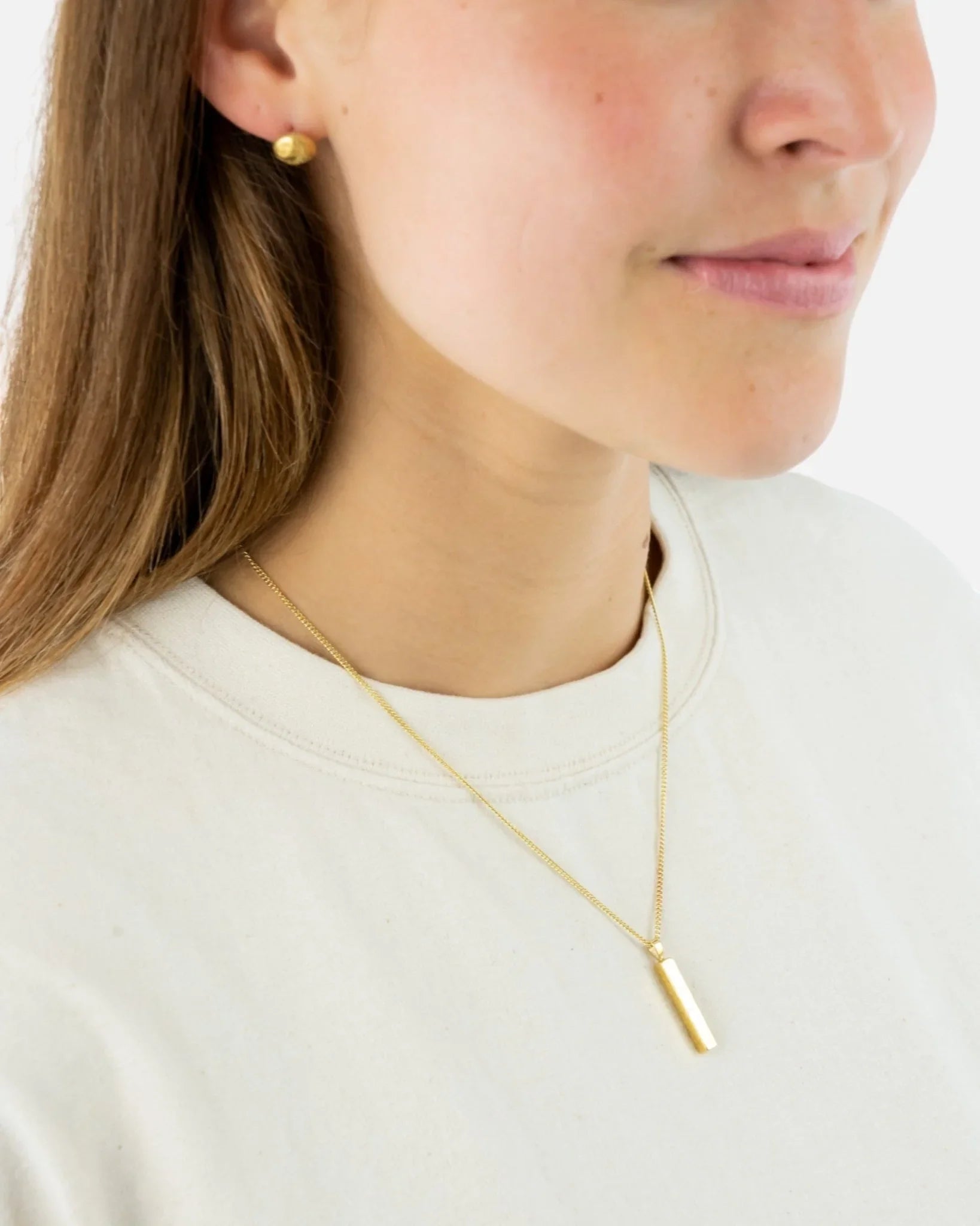 Hammered 9ct Yellow Gold Bar Pendant Pendant Pruden and Smith