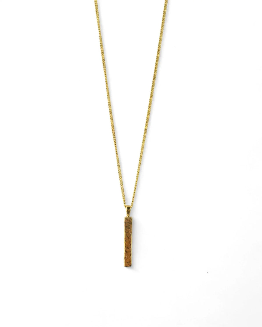 Hammered 9ct Yellow Gold Bar Pendant Pendant Pruden and Smith