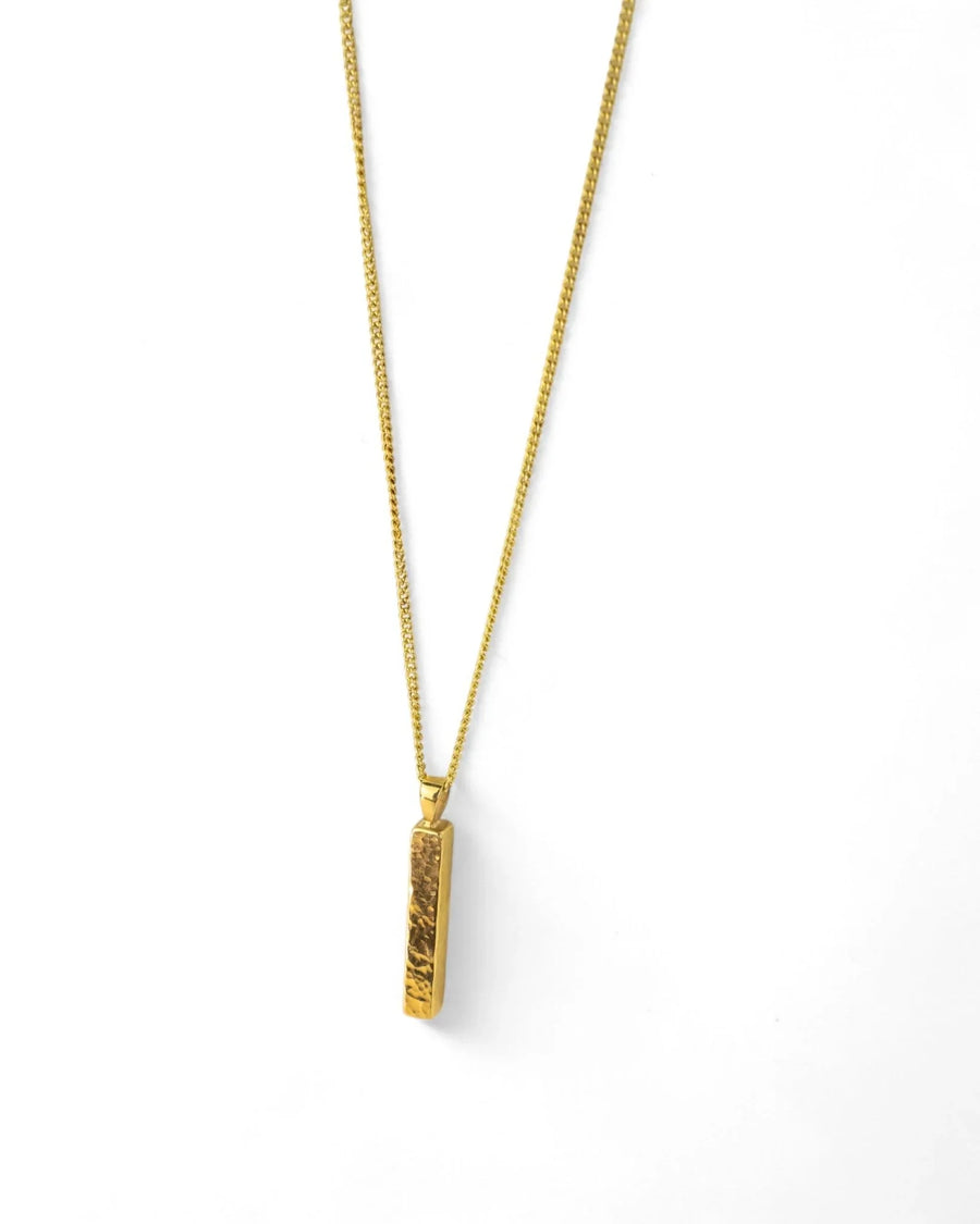Hammered 9ct Yellow Gold Bar Pendant Pendant Pruden and Smith