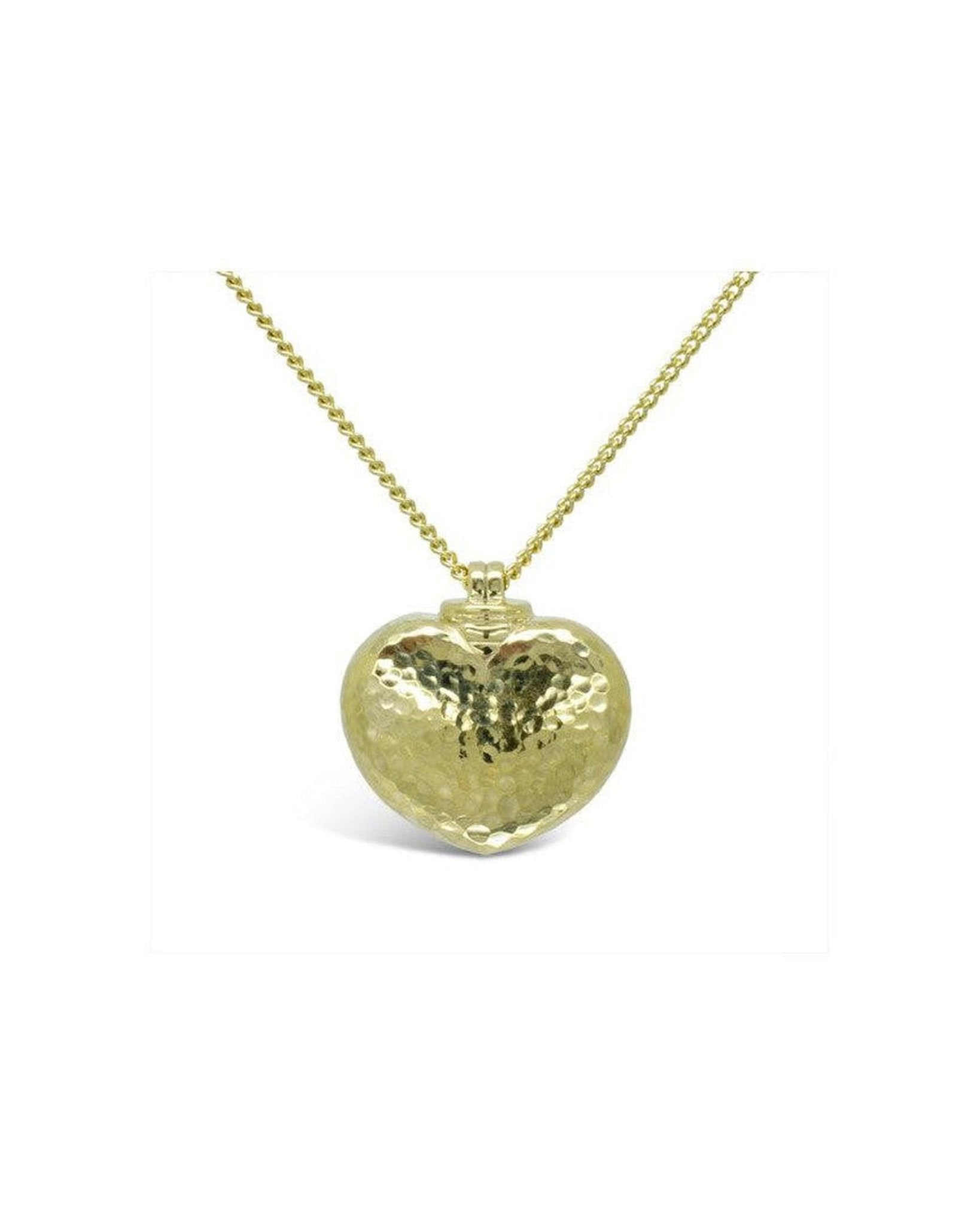 Hammered Yellow Gold Heart Memorial Pendant Pendant Pruden and Smith