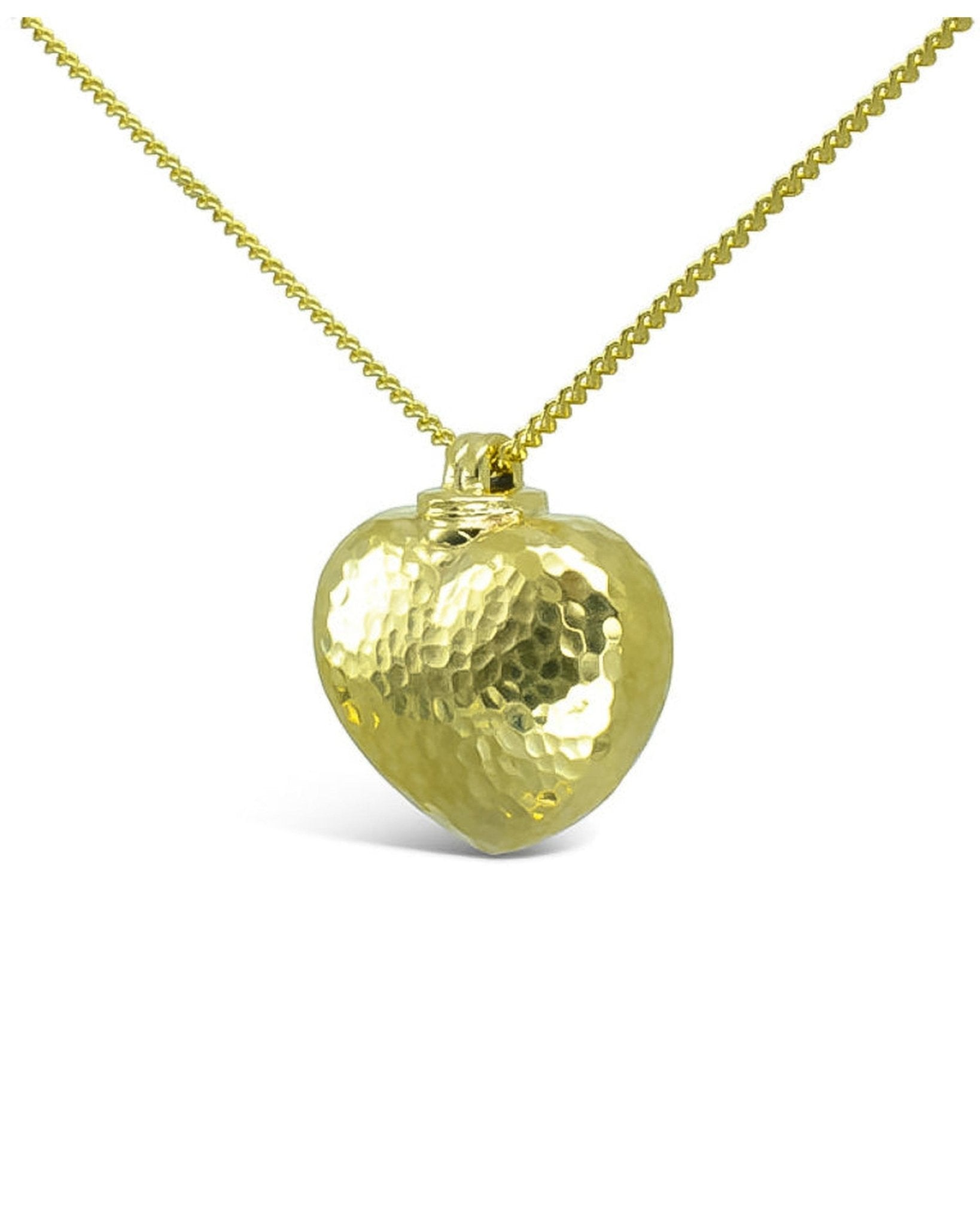 Hammered Yellow Gold Heart Memorial Pendant Pendant Pruden and Smith