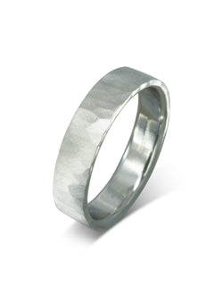 Hammered Flat Platinum Wedding Ring (6mm) Ring Pruden and Smith   