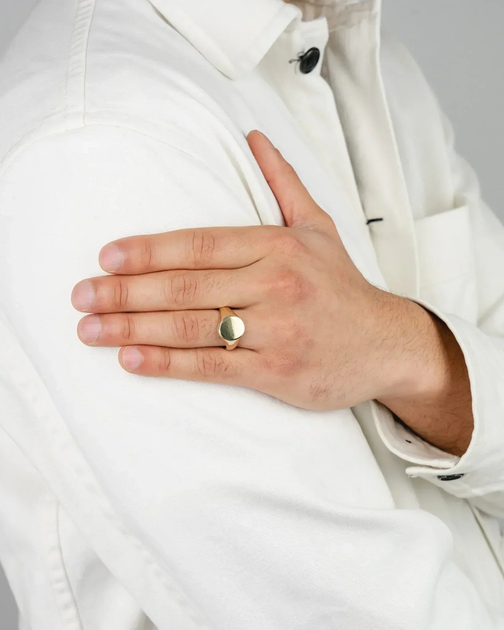 18ct Yellow Gold Signet Ring Hand-Engraved Script Initials
