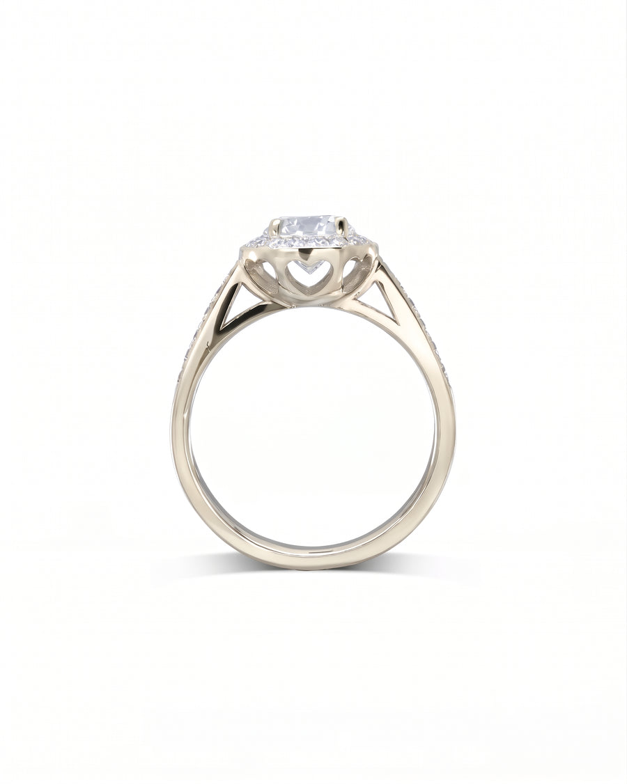 Heart Diamond Cluster Engagement Ring (With Set Diamonds)