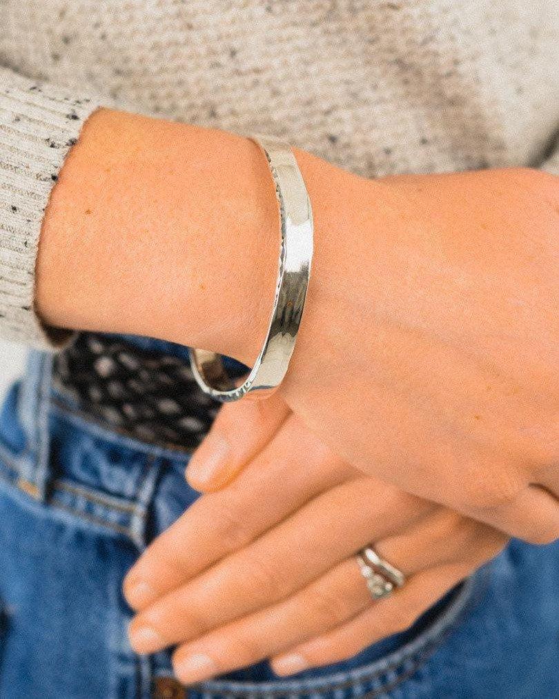 Hammered Heavy Silver Bangle Bangle Pruden and Smith