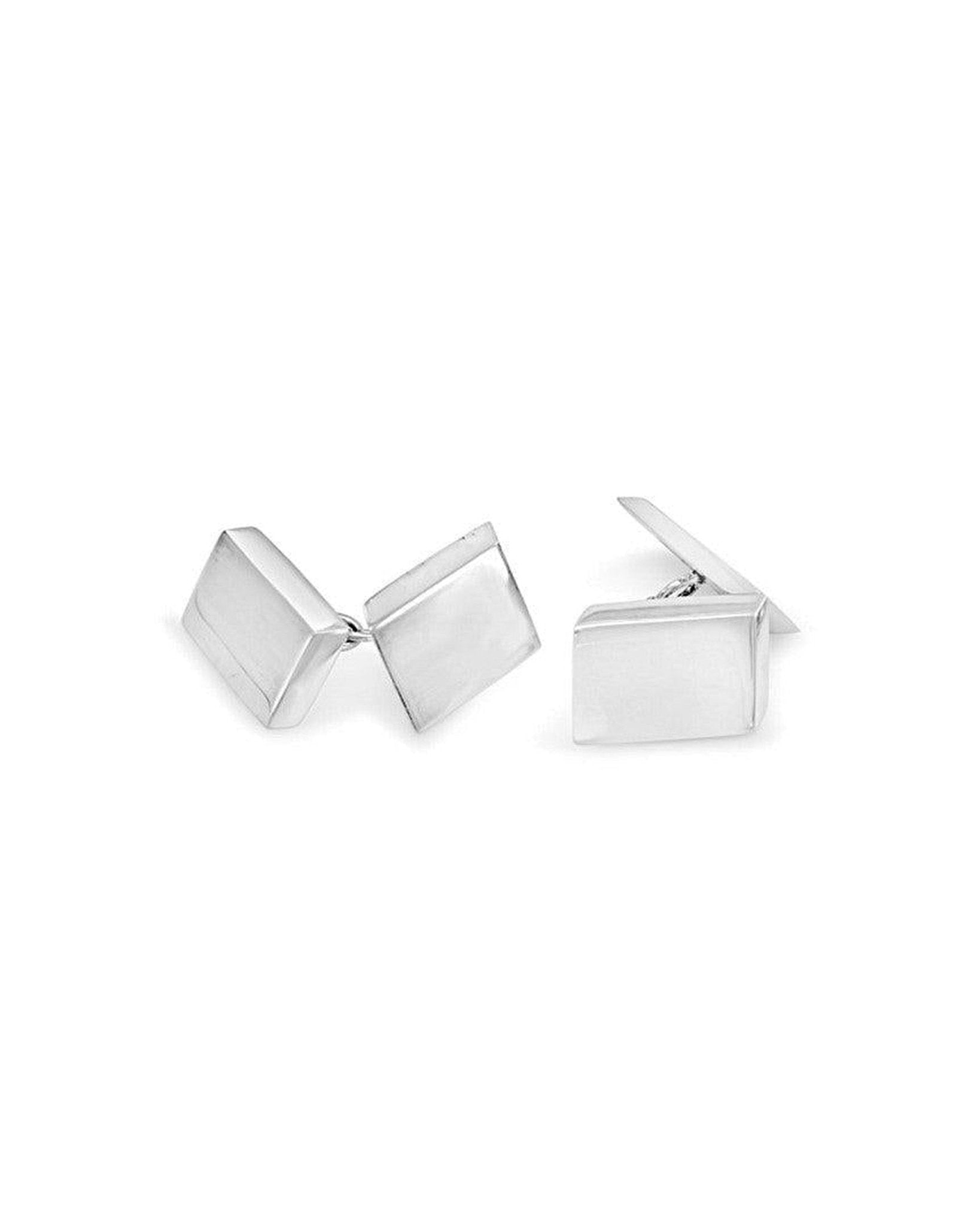 Heavyweight Rectangular Silver Cufflinks Cufflink Pruden and Smith