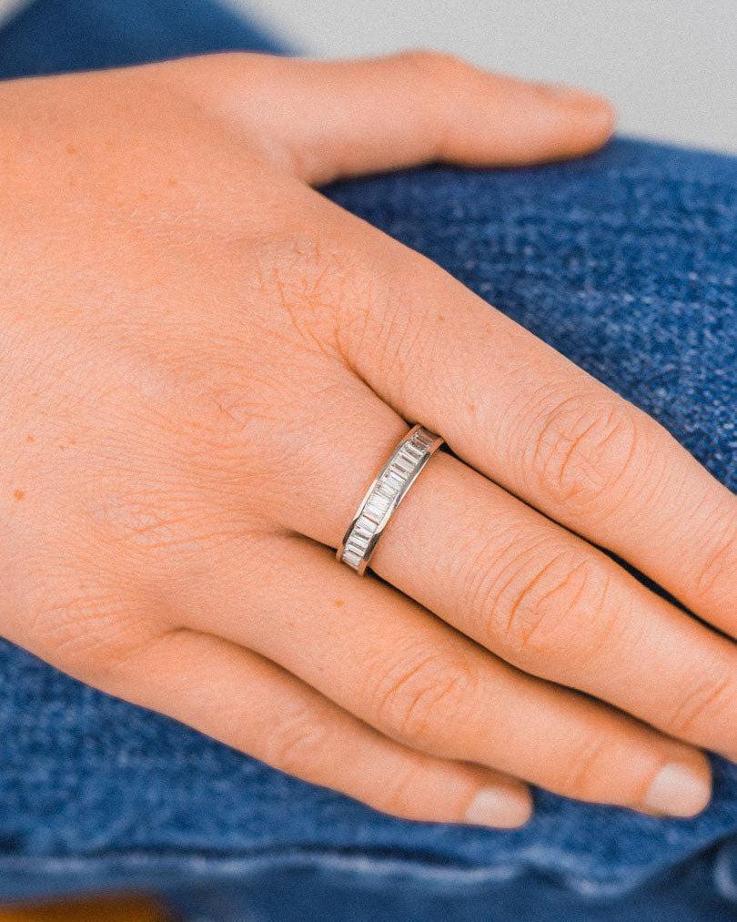 Hinged Baguette Diamond Platinum Eternity Ring Ring Pruden and Smith