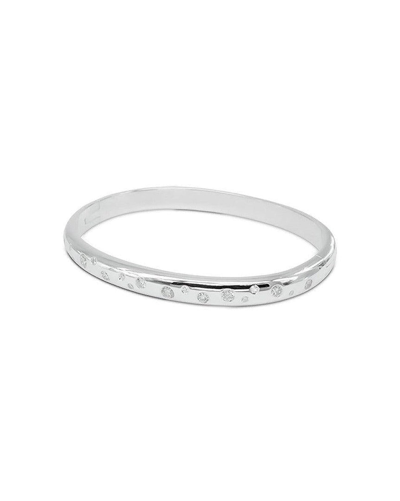 Hinged Solid Silver and Diamond Bangle Bangle Pruden and Smith