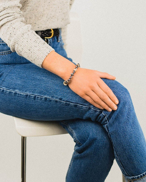 Keshi Pearl Silver Bracelet (White) Bracelet Pruden and Smith