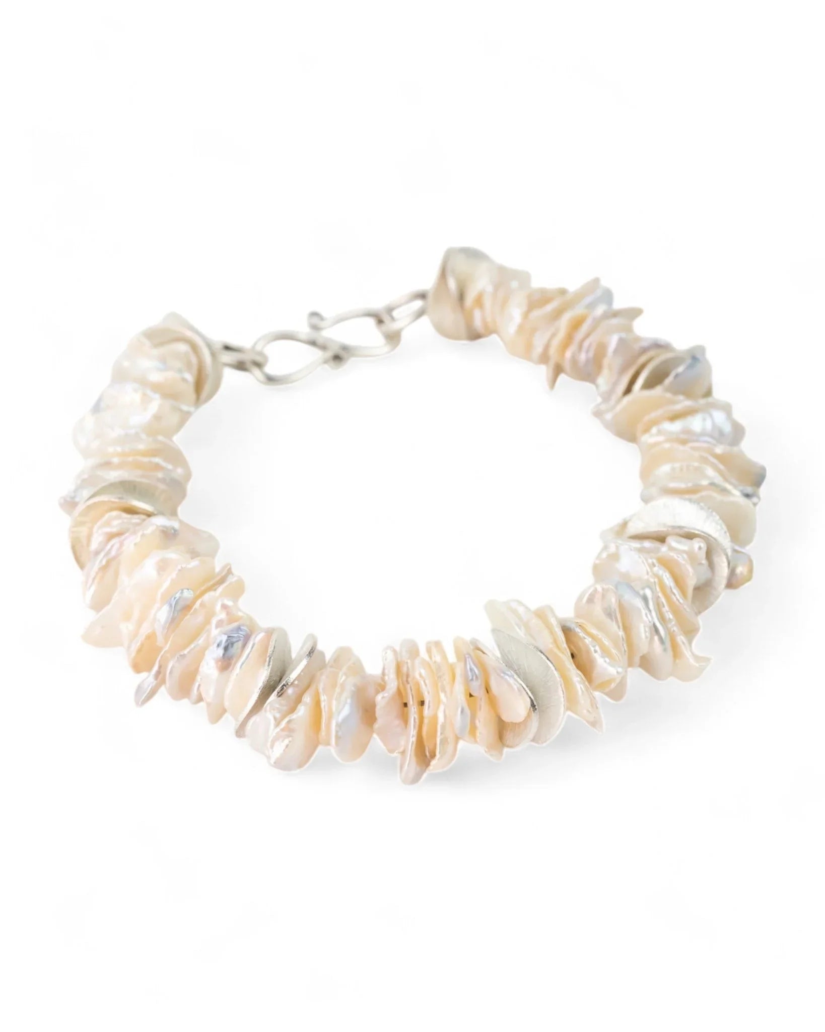 Keshi Pearl Silver Disc Bracelet Bracelet Pruden and Smith