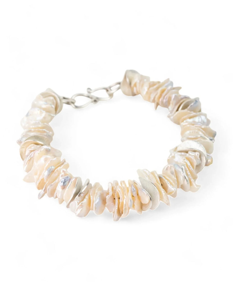 Keshi Pearl Silver Disc Bracelet Bracelet Pruden and Smith
