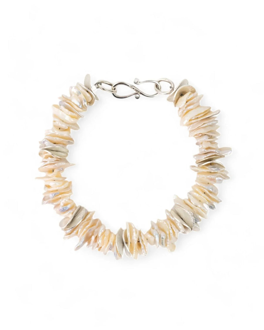 Keshi Pearl Silver Disc Bracelet Bracelet Pruden and Smith