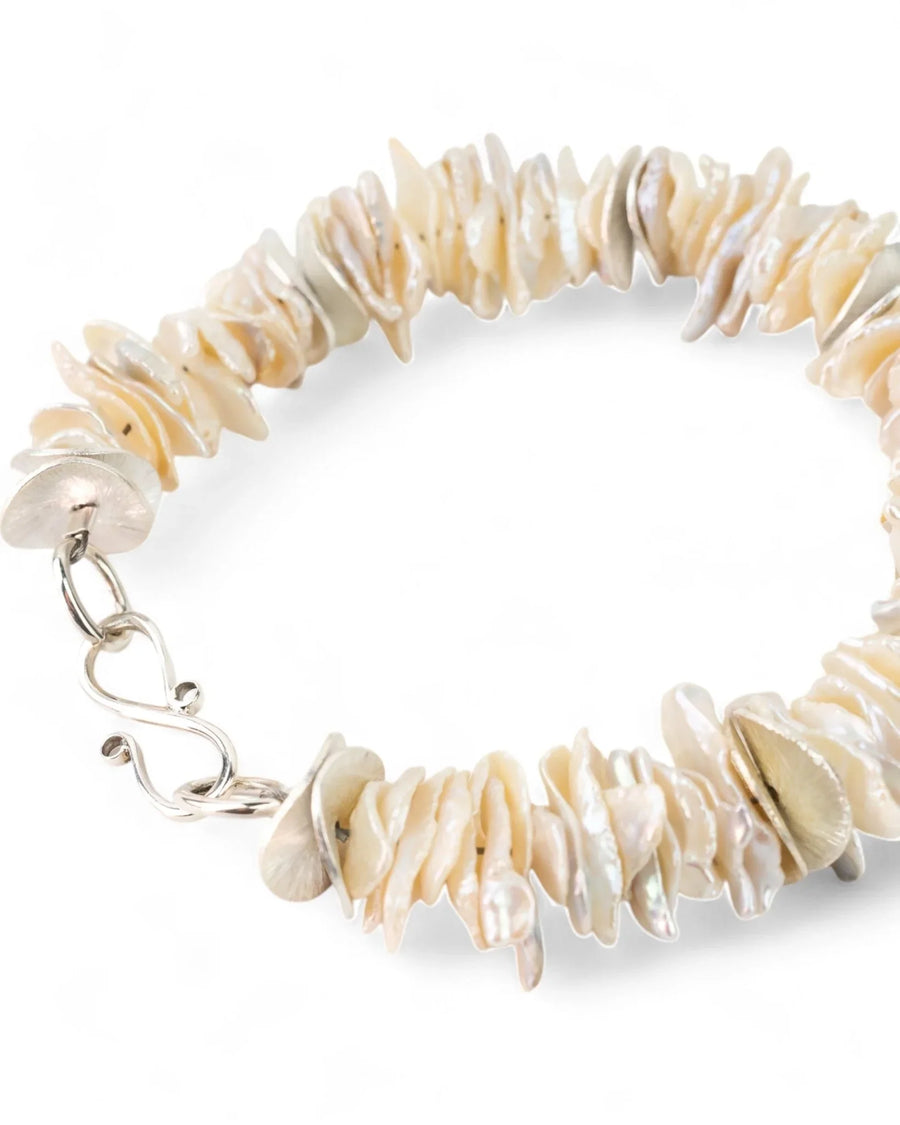 Keshi Pearl Silver Disc Bracelet Bracelet Pruden and Smith