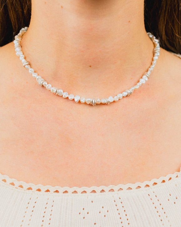 Keshi Pearl Silver Necklace (White) Necklace Pruden and Smith