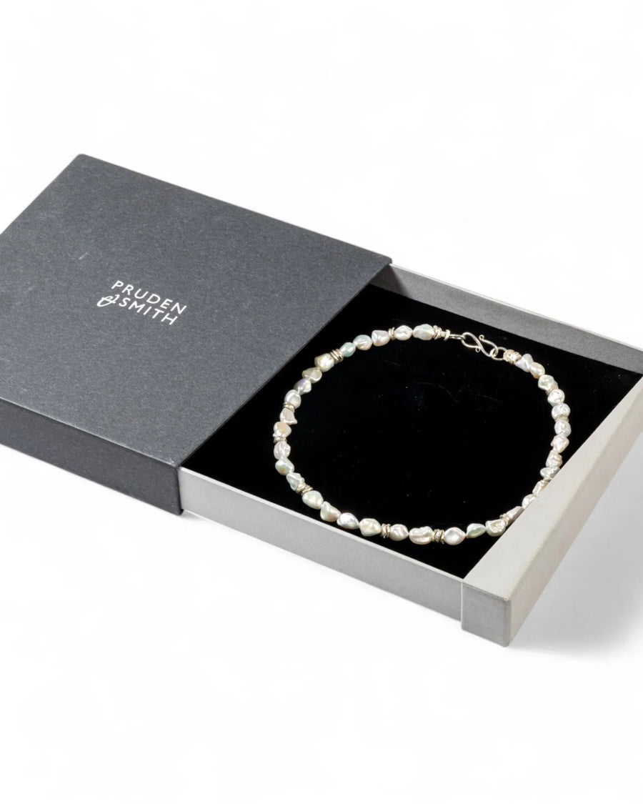 Keshi Pearl Silver Necklace (White) Necklace Pruden and Smith