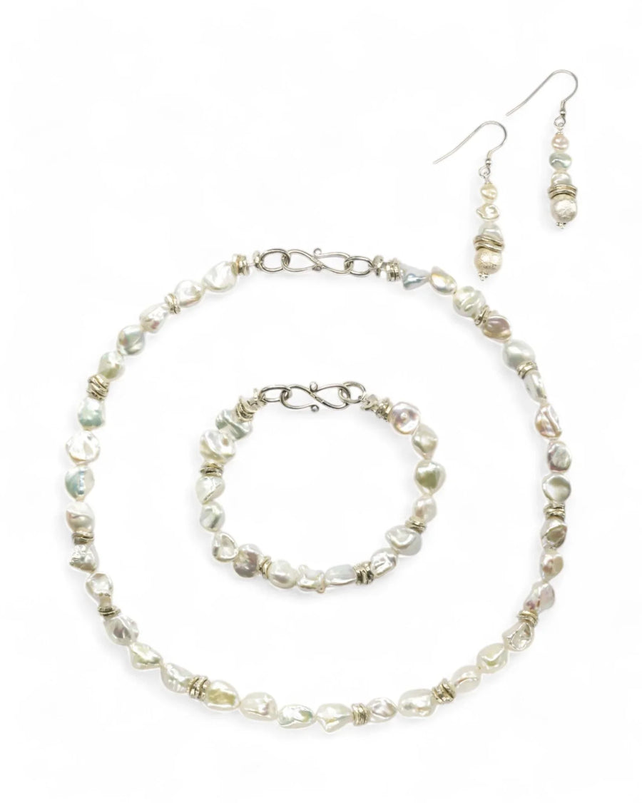 Keshi Pearl Silver Necklace (White) Necklace Pruden and Smith