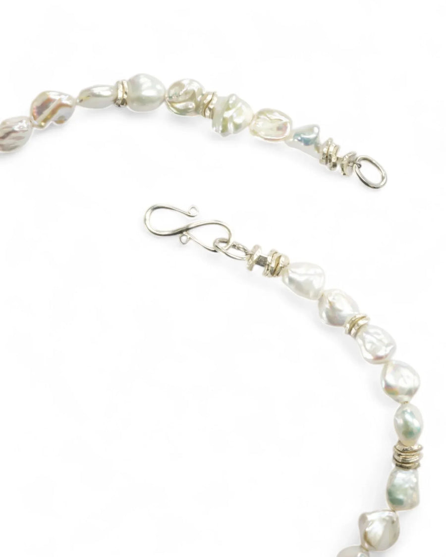 Keshi Pearl Silver Necklace (White) Necklace Pruden and Smith